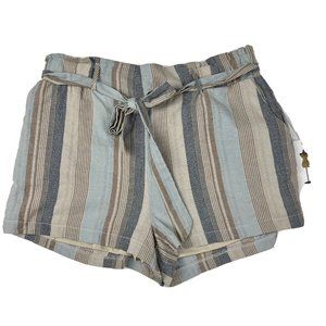 Purple Snow NWT  Stripe Paper Bag Pull On Drawstring Lined Shorts Size Large
